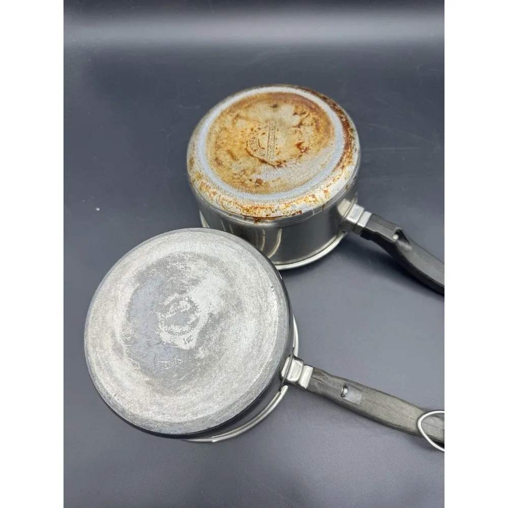 Farberware Stainless Steel 1 Qt Saucepan Lot of 2 Made in USA No Lids
